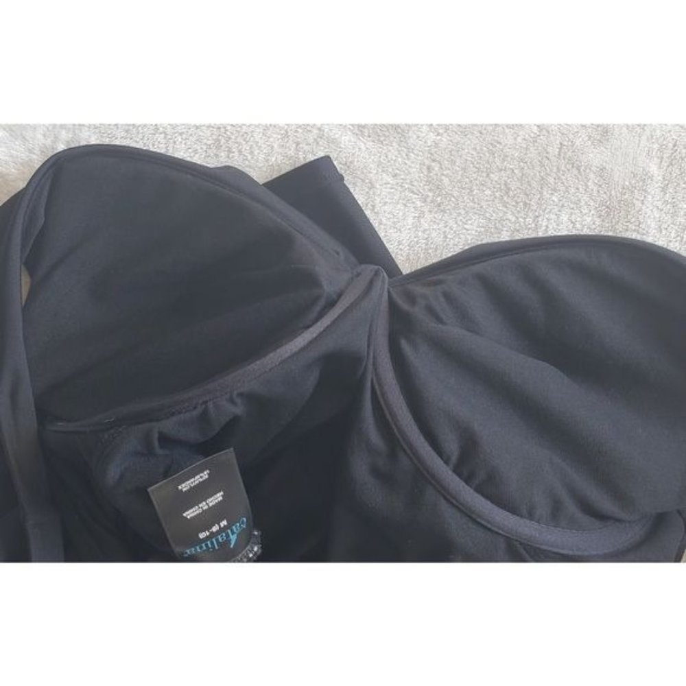Catalina twist front underwire Black minimalist tankini top size 8-10 - Picture 6 of 8
